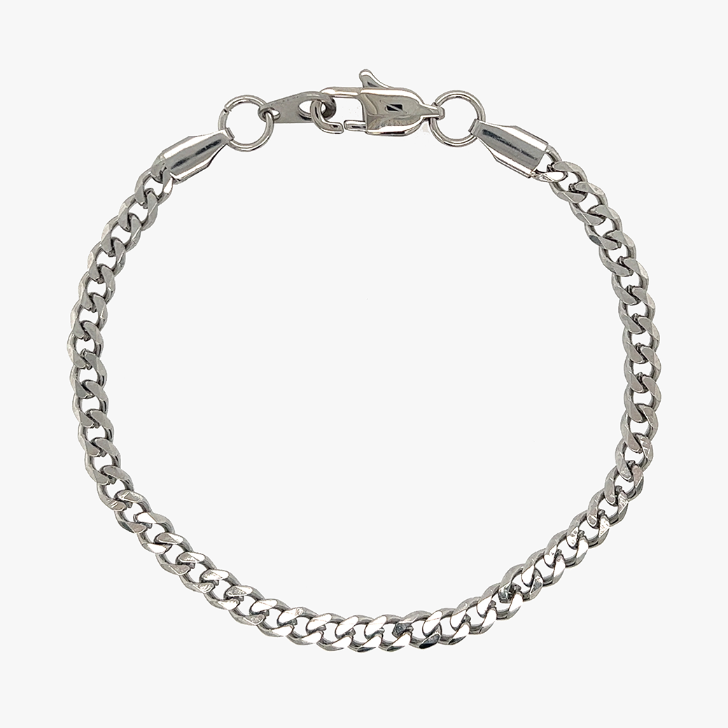 4mm Cuban Link Bracelet Whitegold