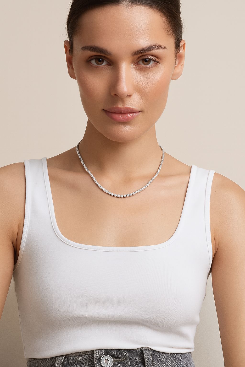3mm Tennis Halskette Silber