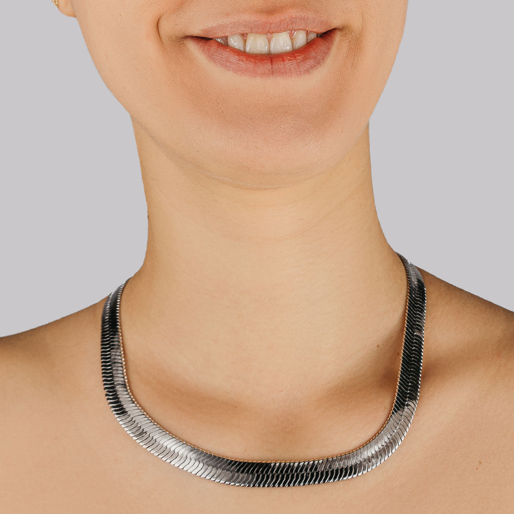 10mm Snake Halskette Weißgold