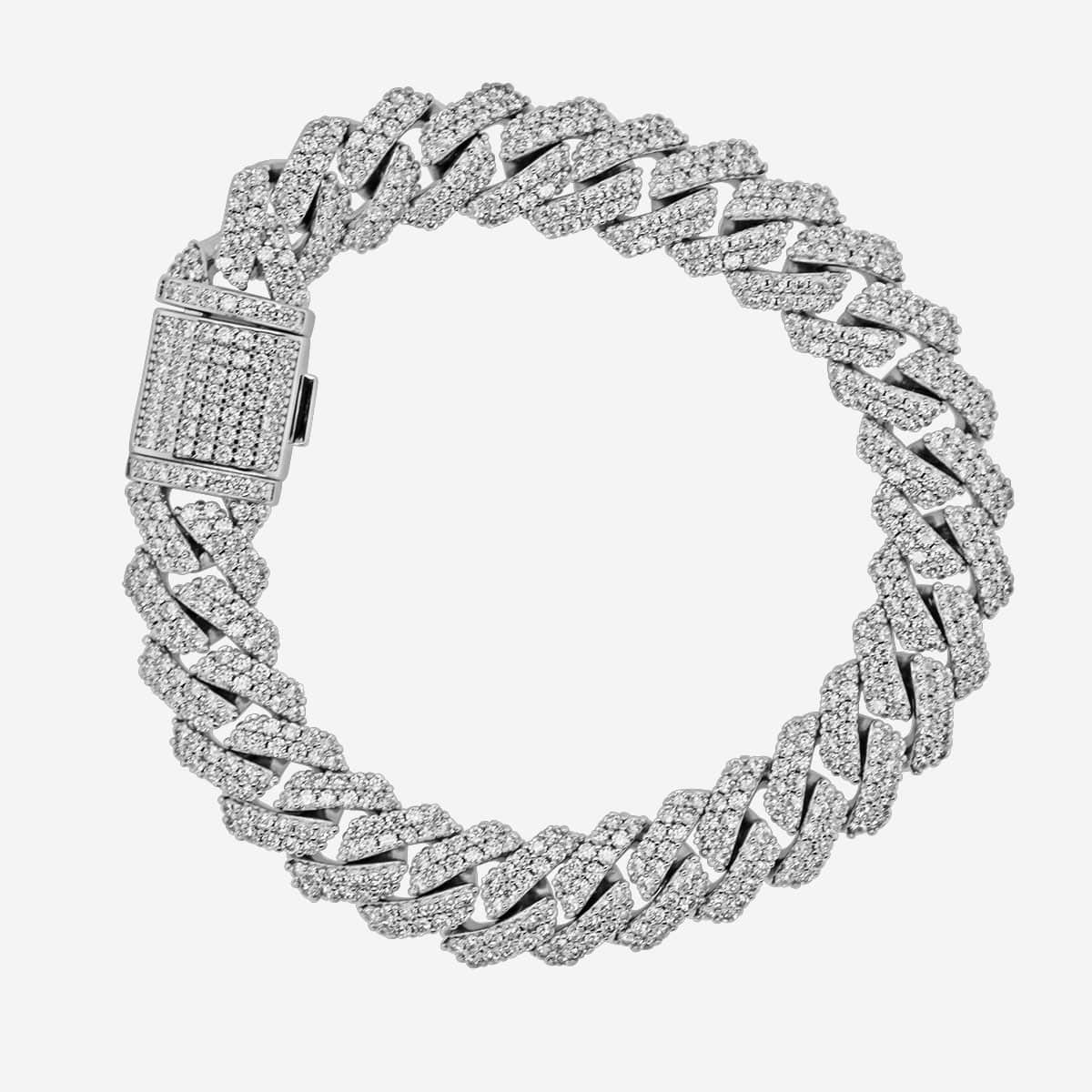 12mm Prong Armband Weißgold