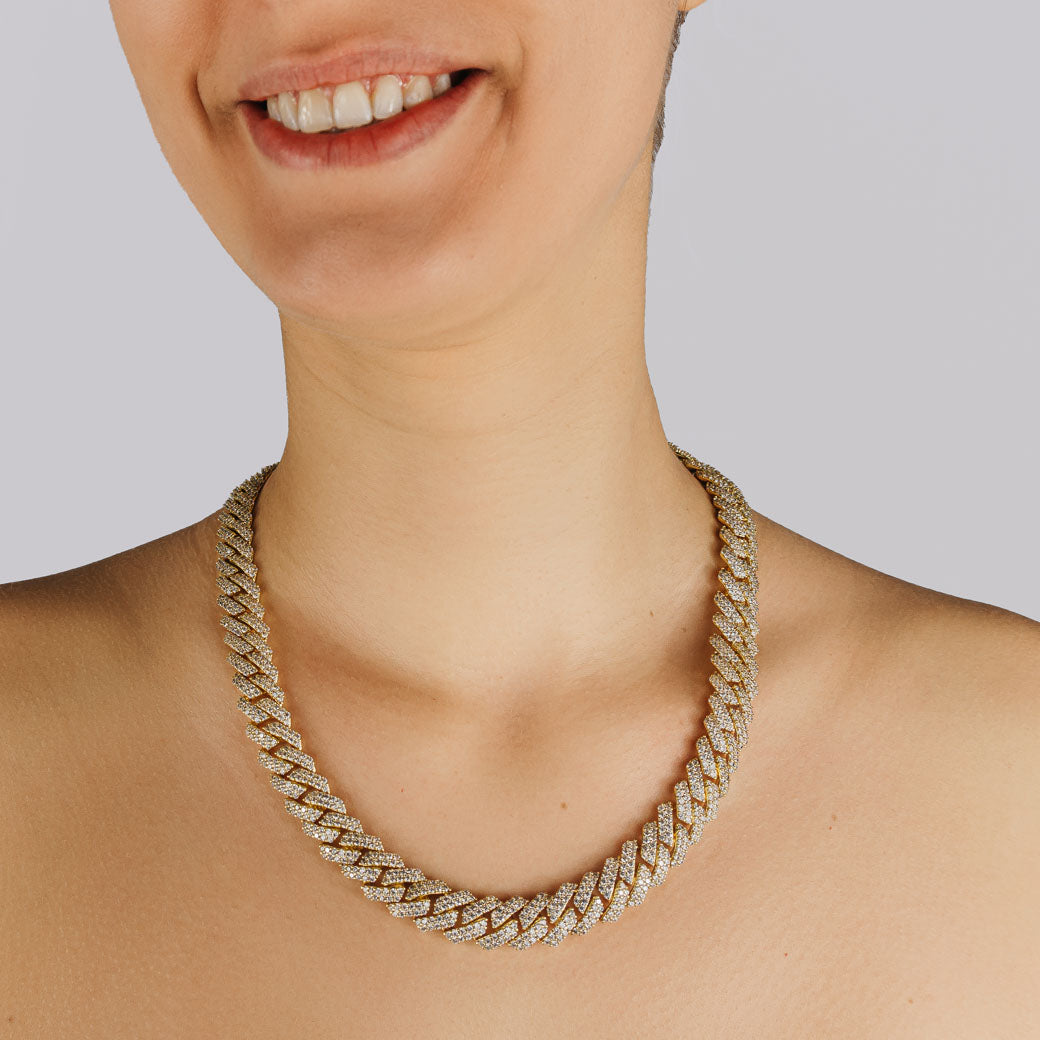 12mm Prong Halskette Gold