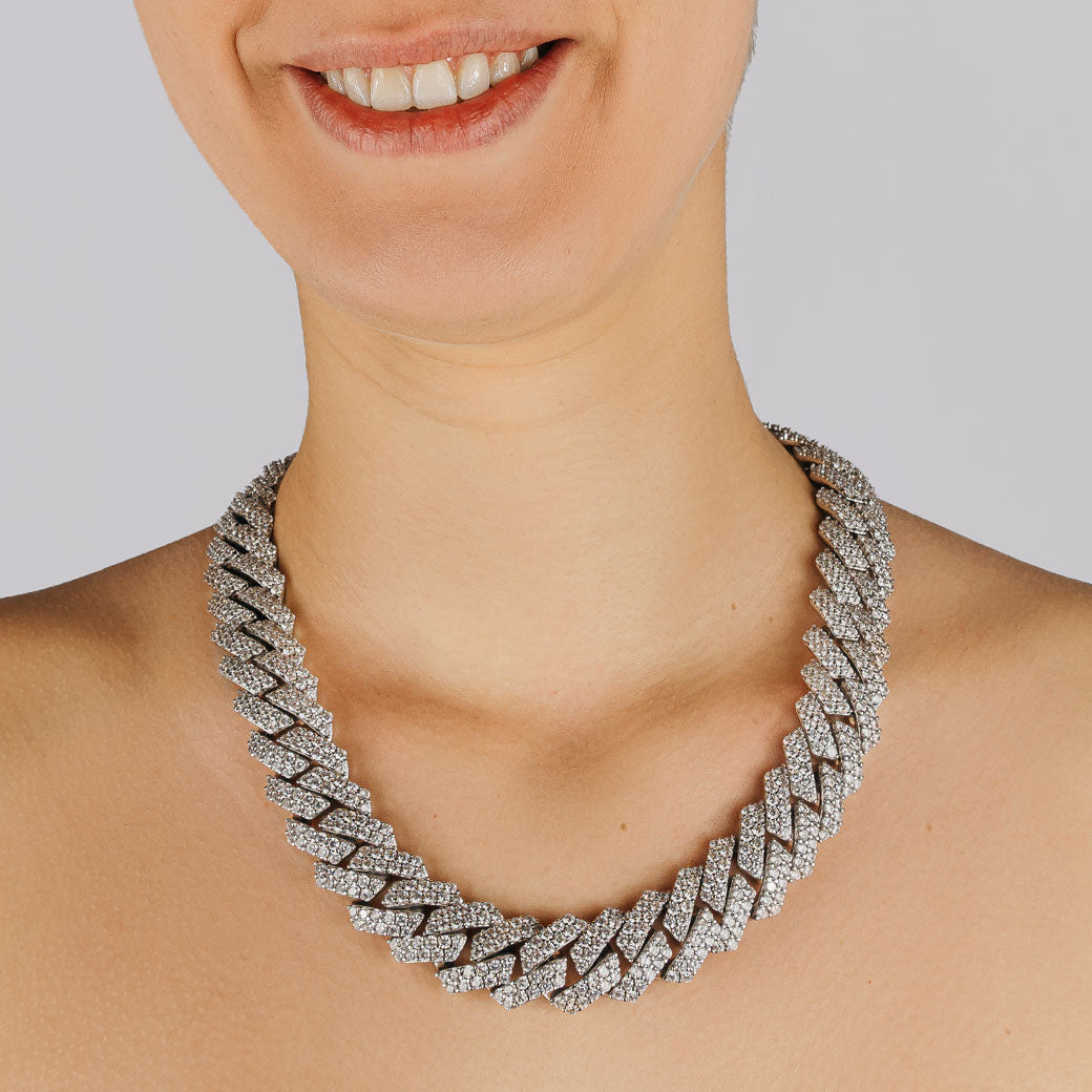 19mm Prong Chain Whitegold