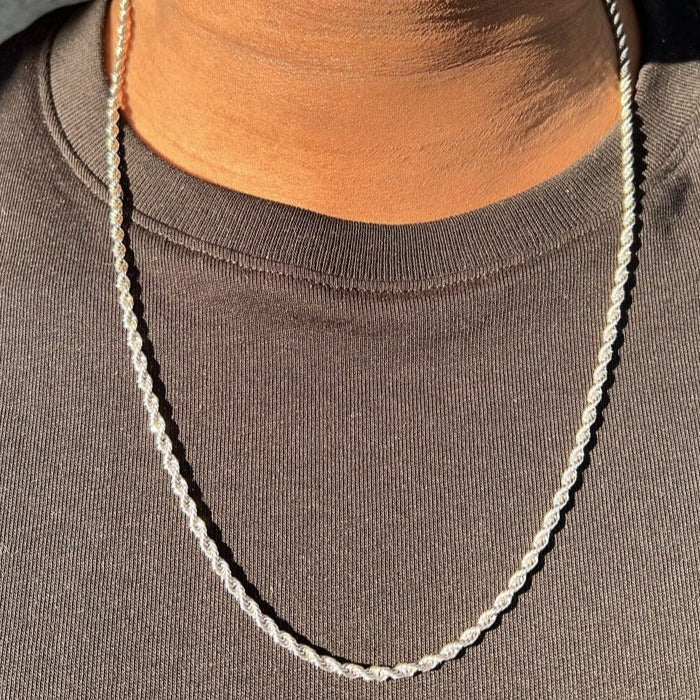 3mm Rope Halskette Weißgold