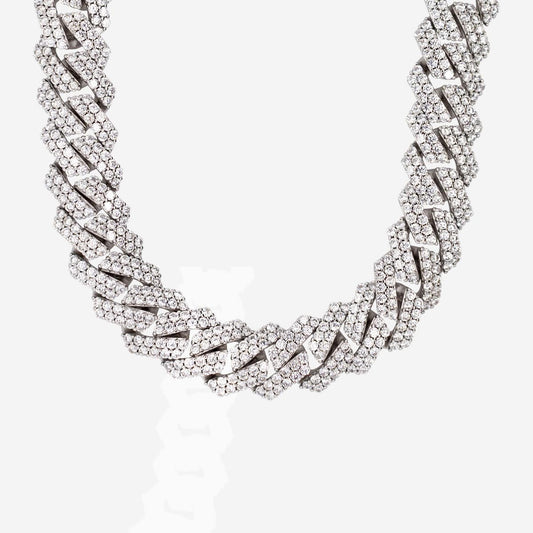 19mm Prong Chain Whitegold